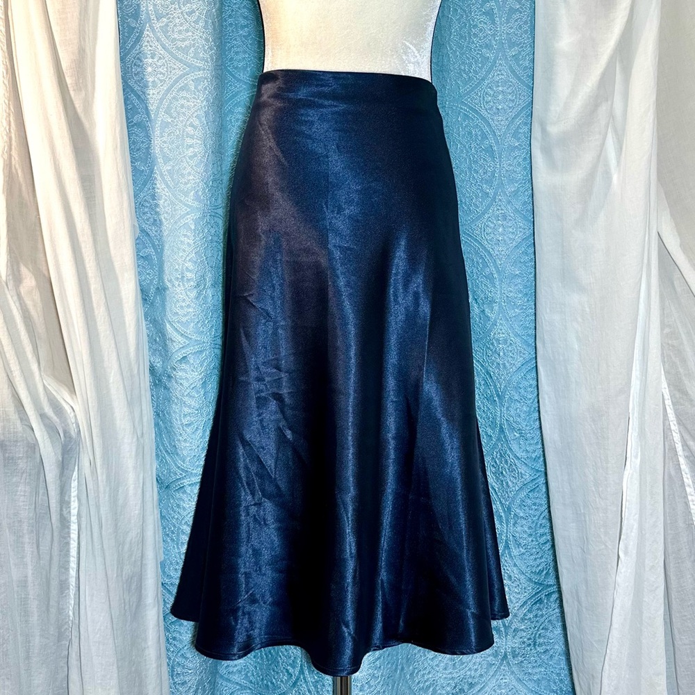 🌟 Alcea Rosea Satin Bias Cut Midi Skirt Sz XXL - Picture 2 of 11